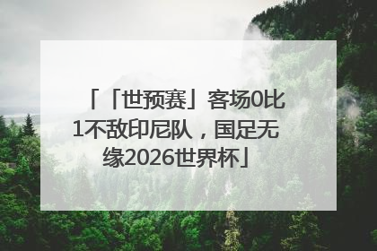「世预赛」客场0比1不敌印尼队，国足无缘2026世界杯