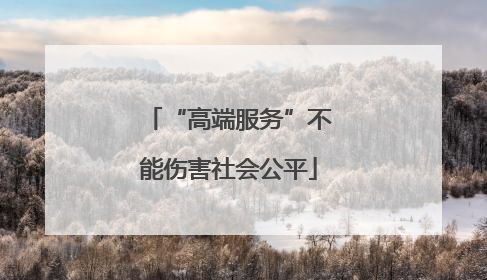 “高端服务”不能伤害社会公平