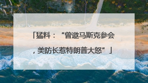 猛料：“曾邀马斯克参会，美防长惹特朗普大怒”