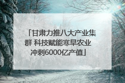 甘肃力推八大产业集群 科技赋能寒旱农业冲刺6000亿产值