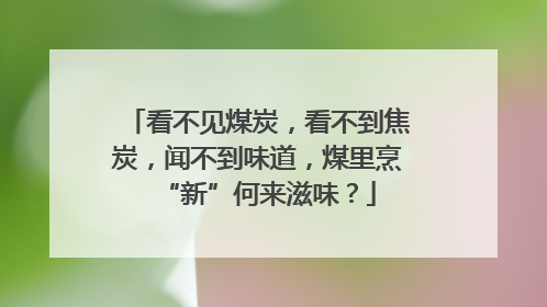 看不见煤炭，看不到焦炭，闻不到味道，煤里烹“新”何来滋味？