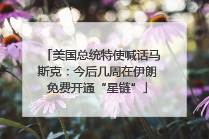 美国总统特使喊话马斯克：今后几周在伊朗免费开通“星链”