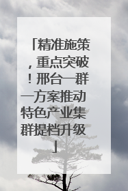 精准施策，重点突破！邢台一群一方案推动特色产业集群提档升级