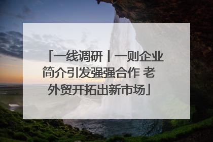 一线调研丨一则企业简介引发强强合作 老外贸开拓出新市场
