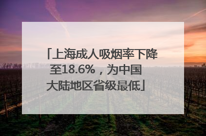 上海成人吸烟率下降至18.6%，为中国大陆地区省级最低