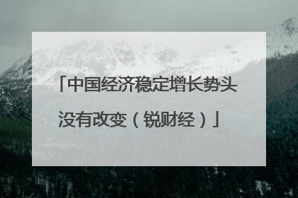 中国经济稳定增长势头没有改变（锐财经）