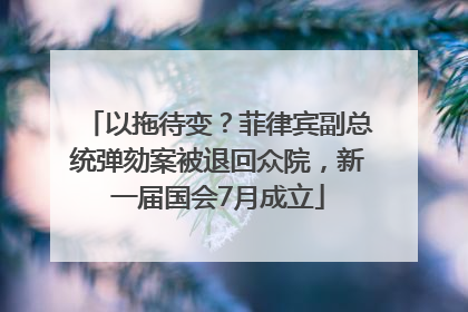 以拖待变？菲律宾副总统弹劾案被退回众院，新一届国会7月成立