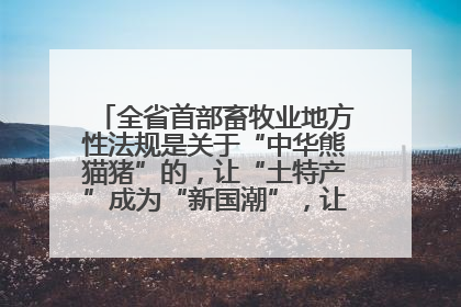 全省首部畜牧业地方性法规是关于“中华熊猫猪”的，让“土特产”成为“新国潮”，让“农产品”升格为“城市IP”