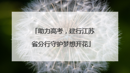 助力高考，建行江苏省分行守护梦想开花