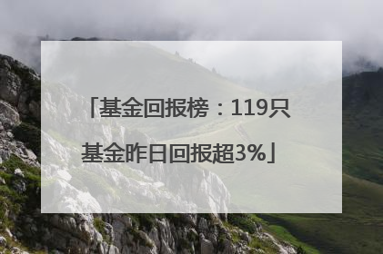 基金回报榜：119只基金昨日回报超3%