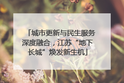 城市更新与民生服务深度融合，江苏“地下长城”焕发新生机
