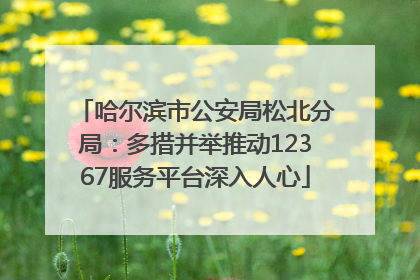 哈尔滨市公安局松北分局：多措并举推动12367服务平台深入人心