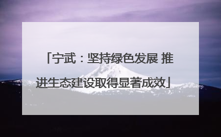 宁武：坚持绿色发展 推进生态建设取得显著成效