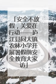 安全不放假，关爱在行动——庐江县同大镇农林小学开展暑假前安全教育大家访