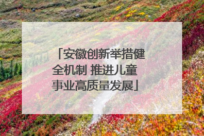 安徽创新举措健全机制 推进儿童事业高质量发展