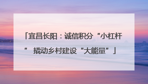 宜昌长阳：诚信积分“小杠杆” 撬动乡村建设“大能量”