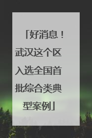 好消息！武汉这个区入选全国首批综合类典型案例