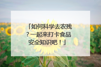 如何科学去农残？一起来打卡食品安全知识吧！