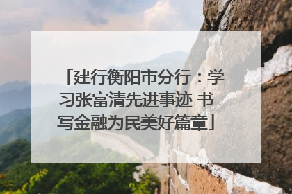建行衡阳市分行：学习张富清先进事迹 书写金融为民美好篇章