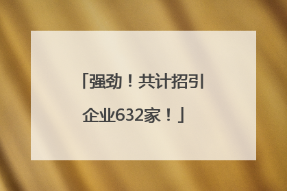 强劲！共计招引企业632家！
