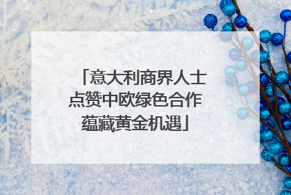 意大利商界人士点赞中欧绿色合作蕴藏黄金机遇