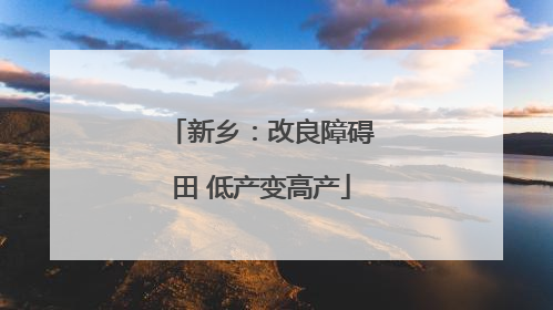 新乡：改良障碍田 低产变高产