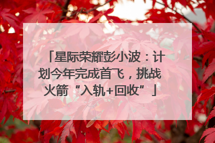 星际荣耀彭小波：计划今年完成首飞，挑战火箭“入轨+回收”