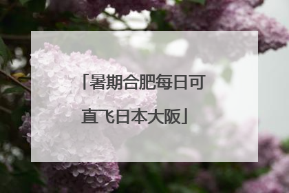 暑期合肥每日可直飞日本大阪