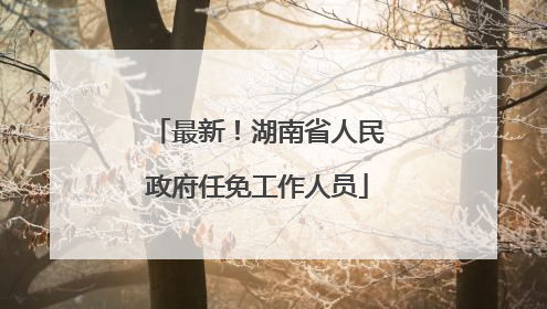 最新！湖南省人民政府任免工作人员