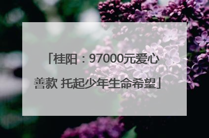 桂阳：97000元爱心善款 托起少年生命希望