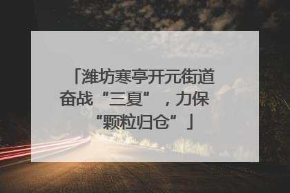 潍坊寒亭开元街道奋战“三夏”，力保“颗粒归仓”