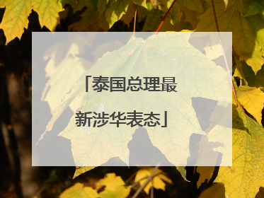 泰国总理最新涉华表态