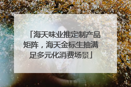 海天味业推定制产品矩阵，海天金标生抽满足多元化消费场景