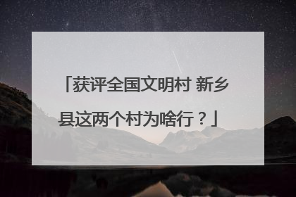 获评全国文明村 新乡县这两个村为啥行？