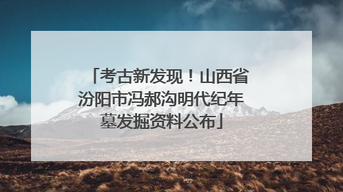 考古新发现！山西省汾阳市冯郝沟明代纪年墓发掘资料公布