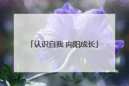 认识自我 向阳成长