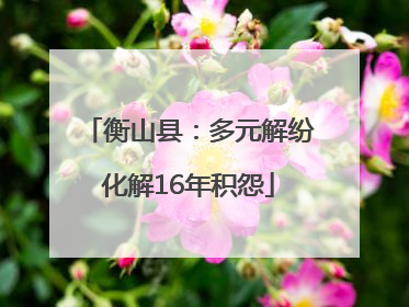 衡山县：多元解纷化解16年积怨