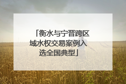 衡水与宁晋跨区域水权交易案例入选全国典型