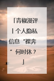 青椒漫评丨个人隐私信息“裸奔”何时休？