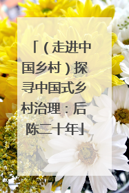 （走进中国乡村）探寻中国式乡村治理：后陈二十年