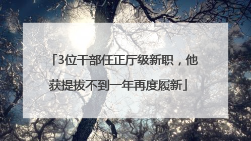 3位干部任正厅级新职，他获提拔不到一年再度履新