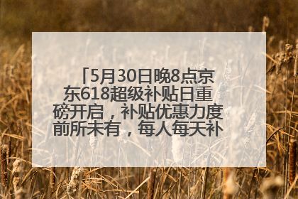 5月30日晚8点京东618超级补贴日重磅开启，补贴优惠力度前所未有，每人每天补贴超6180元！